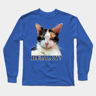 Cute Calico Cat with Attitude – Really? Long Sleeve T-Shirt